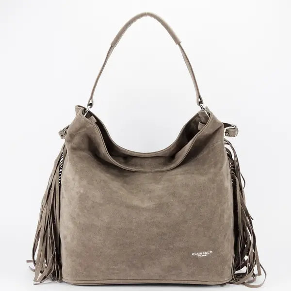 Geanta taupe FloraCO Paris cu franjuri F7518 M4