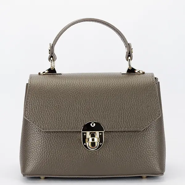 Geanta taupe inchis din piele naturala 1736 131