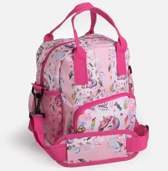 Geanta termoizolanta pentru alimente si bauturi, imprimeu unicorn,21x14x27 cm, 9L