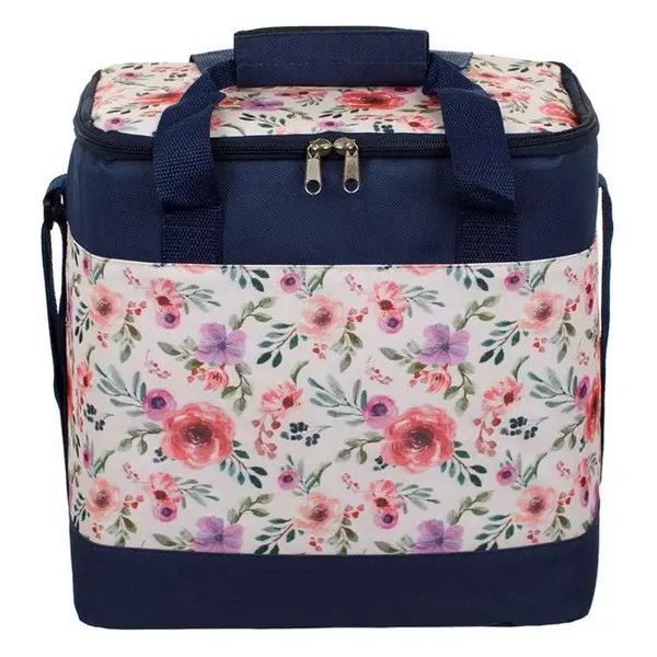 Geanta termoizolanta pentru alimente si bauturi,model floral,15 litri,28x18x30 cm