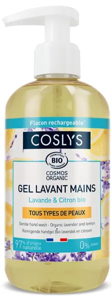 Gel bio pentru spalare pe maini fara sapun, cu extract de lamaie si lavanda, 300ml, Coslys