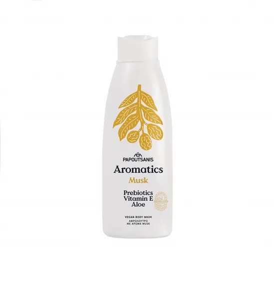 Gel de dus 100 vegan Aromatics Musk cu prebiotice si vit E 650 ml