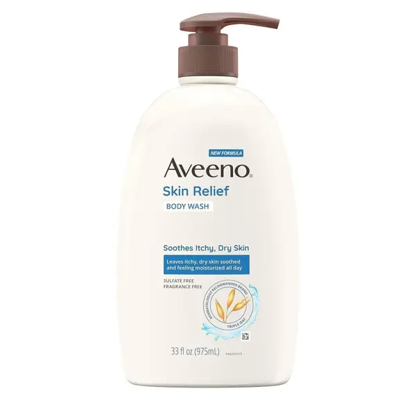 Gel de Dus, Aveeno, Skin Relief, Hidrateaza si Repara Pielea Uscata, cu Extract de Ovaz, fara Parfum, 975ml
