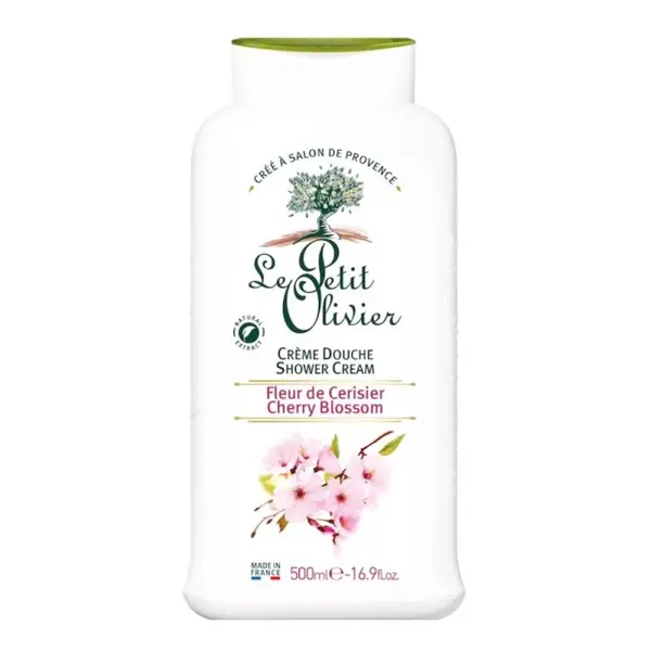 Gel de Dus Crema cu Flori de Cires Le Petit Olivier, 500 ml