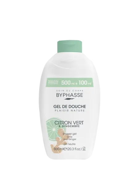 Gel de dus cu lime si ghimbir Plaisir Nature, 600ml, Byphasse