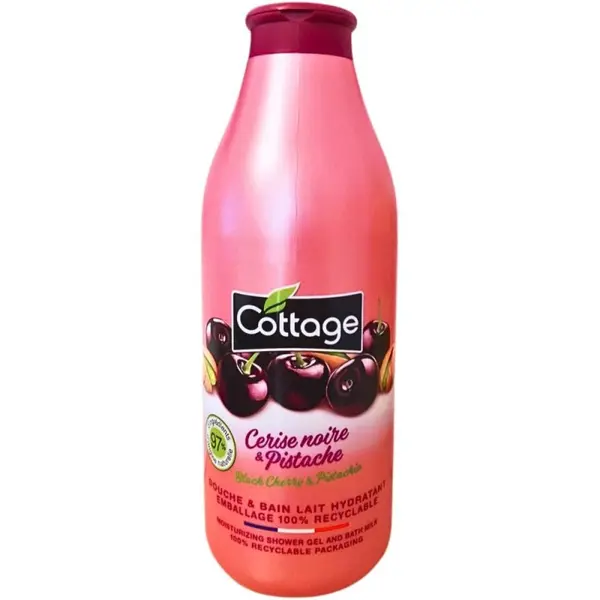 Gel de Dus si Lapte de Baie Cottage cu Cirese Negre si Fistic, 750 ml
