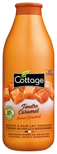 Gel de dus si lapte de baie cu lapte si caramel, 750ml, Cottage