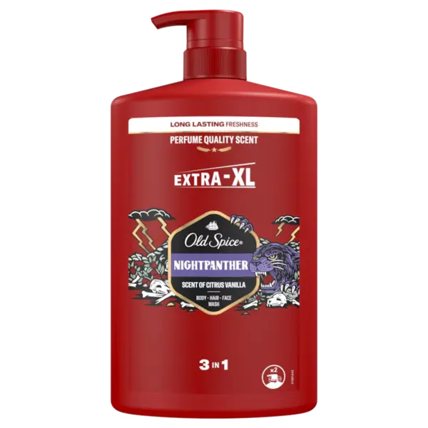 Gel de dus si sampon 3 in 1 NightPanther, 1000ml, Old Spice