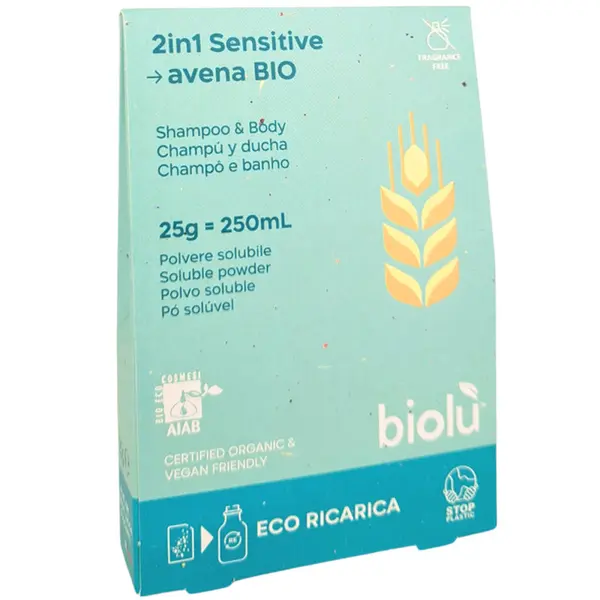 Gel de dus si sampon sensitive pudra - refill ecologic 25g Biolu