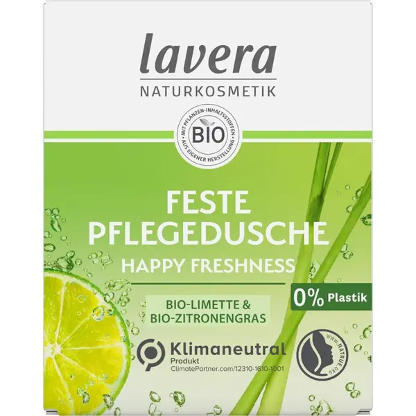 Gel de dus solid cu lime bio si lemongras bio Happy Freshness - 50 g