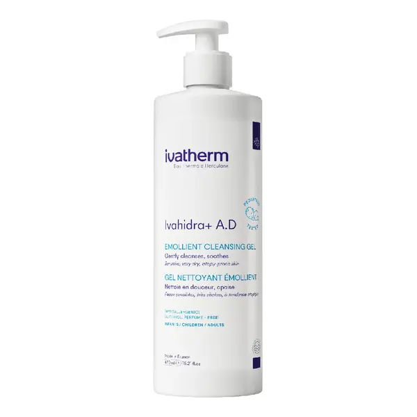 Gel de spalare emolient Ivahidra+ A.D, 450 ml, Ivatherm