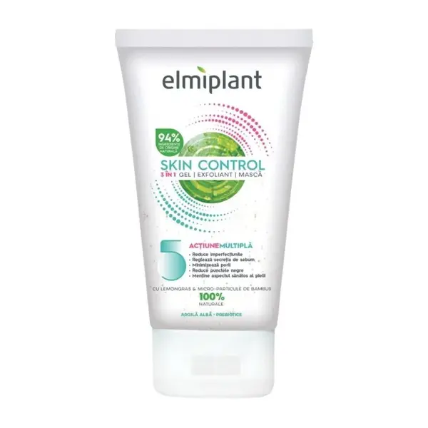 Gel exfoliant masca 3in1 Skin Control, 150 ml, Elmiplant
