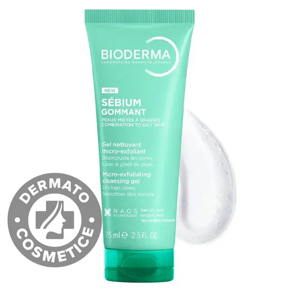 Gel exfoliant pentru curatarea tenului predispus la imperfectiuni Sebium, 75ml, Bioderma