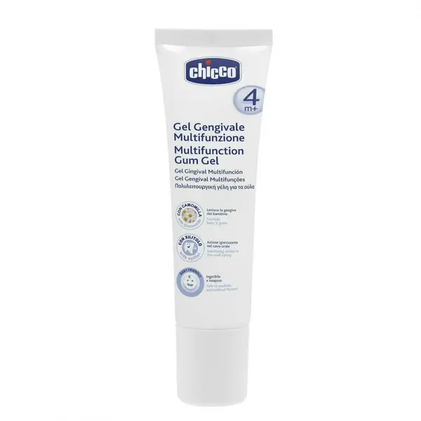 Gel gingival, Chicco, Multifunctional, Cu efect de calmare, Cu proprietati antibacteriene, 30 ml, 4 luni+
