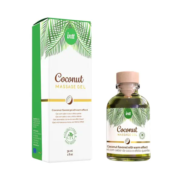 Gel INTT – Coconut Massage Gel, pentru masaj erotic, sex oral, excitare intensă, cu efect de încălzire, 30 ml