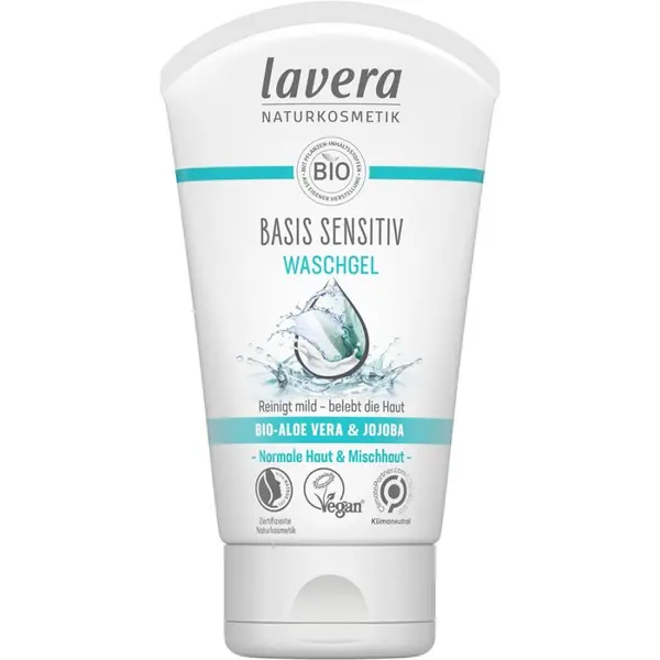 Gel pentru curatare cu aloe vera bio si jojoba pentru piele normala si mixta sensitiv - 125 ml