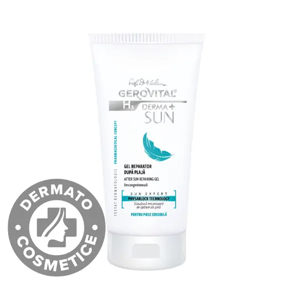 Gel reparator dupa plaja H3 Derma+ SUN, 150ml, Gerovital