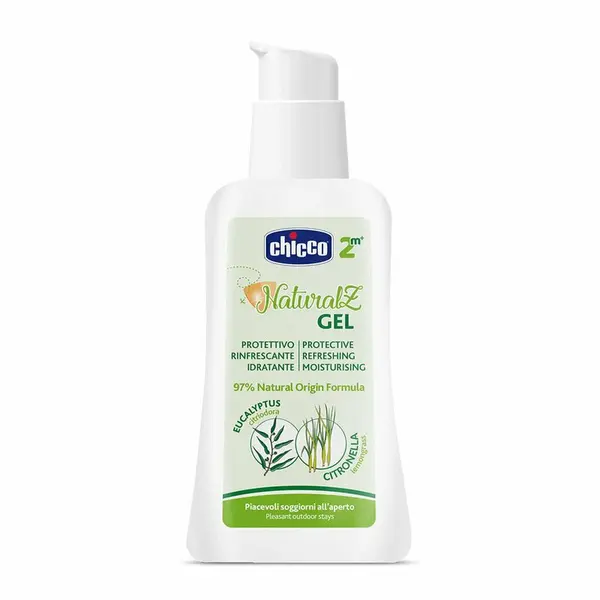 Gel repelant pentru tantari, Chicco, 97% ingrediente naturale, Hidrateaza, caalmeaza si improspateaza pielea sensibila, Testat dermatologic, Fara alcool, 60 ml, 2 luni+