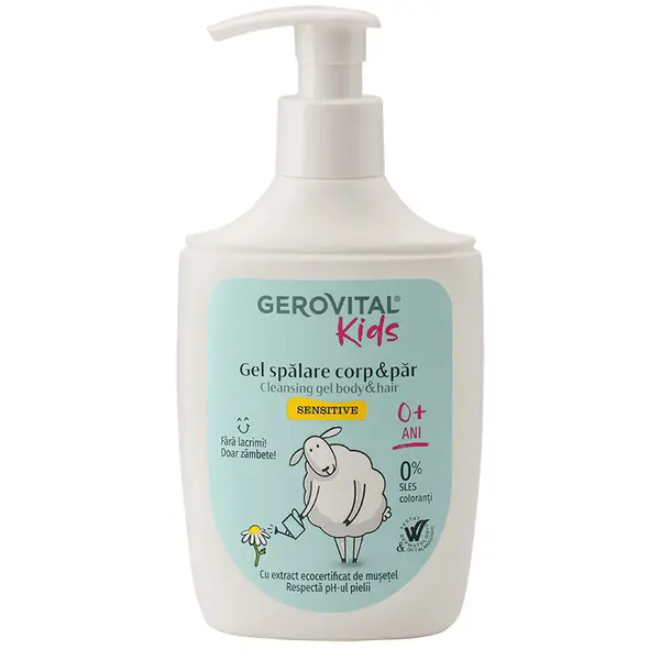 Gel spalare corp si par Sensitive, pentru copii, Gerovital Kids | 300 ml