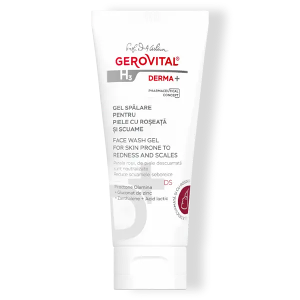 Gel Spălare Pentru Piele Cu Roșeață și Scuame Cu Acid Lactic, Gerovital H3 Derma+, 150 Ml
