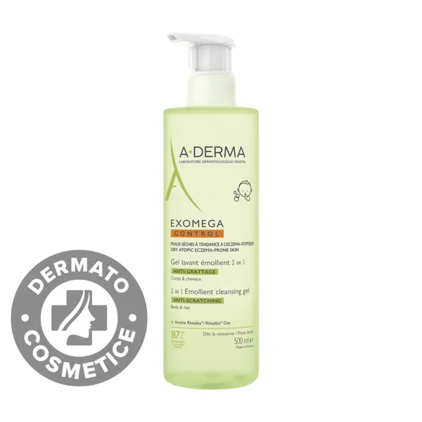 Gel spumant emolient 2 in 1 Exomega, 500ml, A-derma