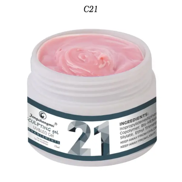 Gel UV Construcție FSM 50ml #21 – Gel Roz Autonivelant, Rezistent, Profesional pentru Extensii Unghii