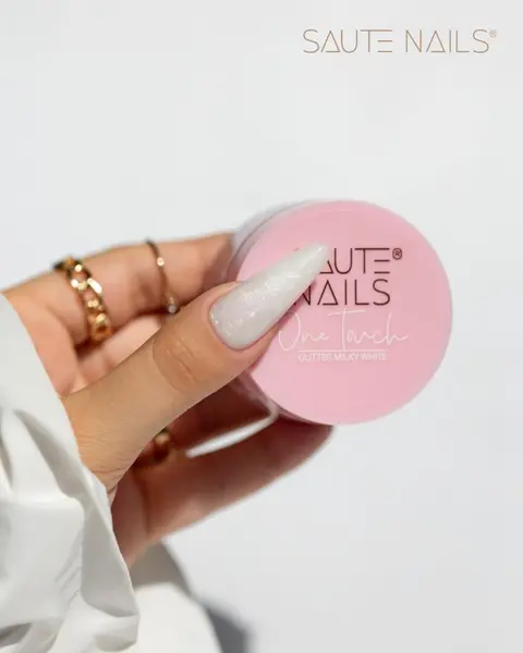 Gel UV Saute Nails One Touch Glitter Milky White 50gr