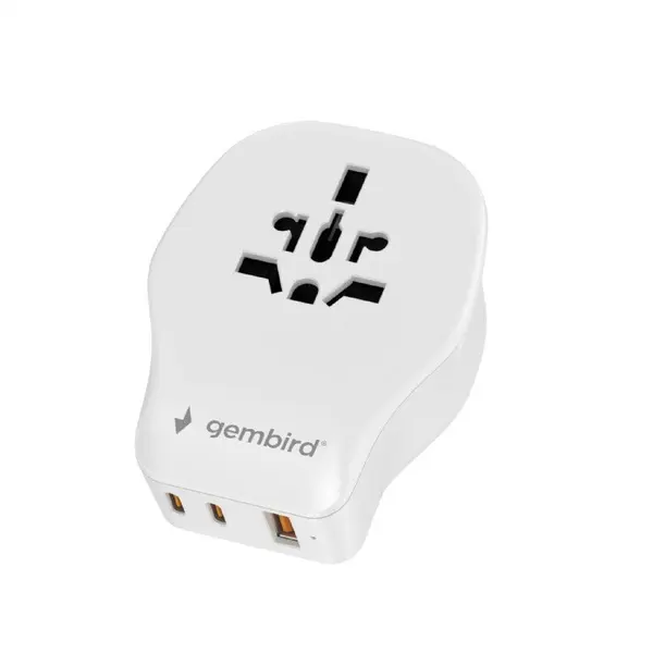 GEMBIRD Adaptor de calatorie Gembird TPA-1A2C20-02-W, 20 W, Alb