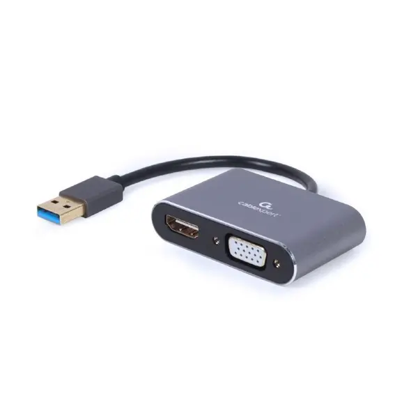 GEMBIRD Adaptor Gembird A-USB3-HDMIVGA-01, VGA - HDMI + USB, Gray