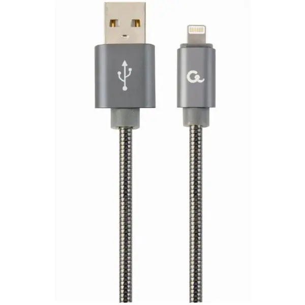 GEMBIRD Cablu alimentare si date Gembird, USB 2.0 (T) la tip Lightning (T), 2m, Gri /Alb, CC-USB2S-AMLM-2M-BG