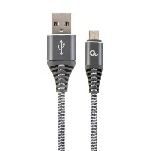 GEMBIRD Cablu de date Gembird Premium cotton braided, USB 2.0 - micro USB, 1m, Gri-Alb