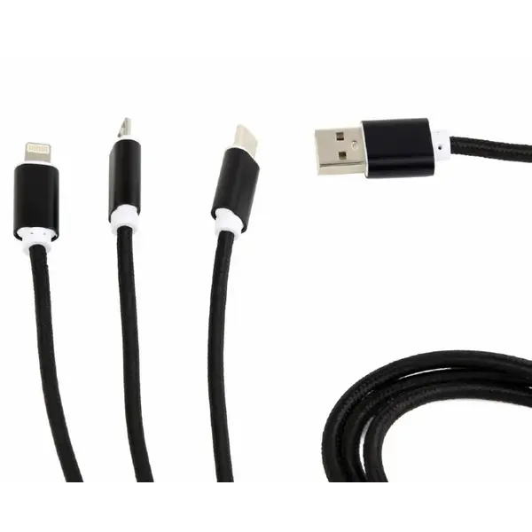 GEMBIRD Cablu incarcare Usb 3-in-1 Gembird , negru, 1 m CC-USB2-AM31-1M