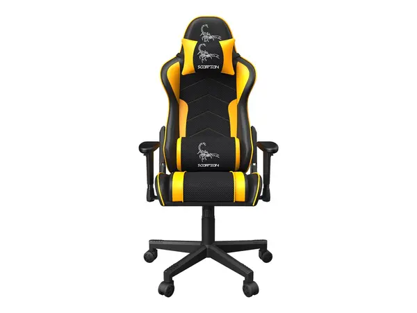 GEMBIRD Gaming chair SCORPION black mesh yellow skin Galben