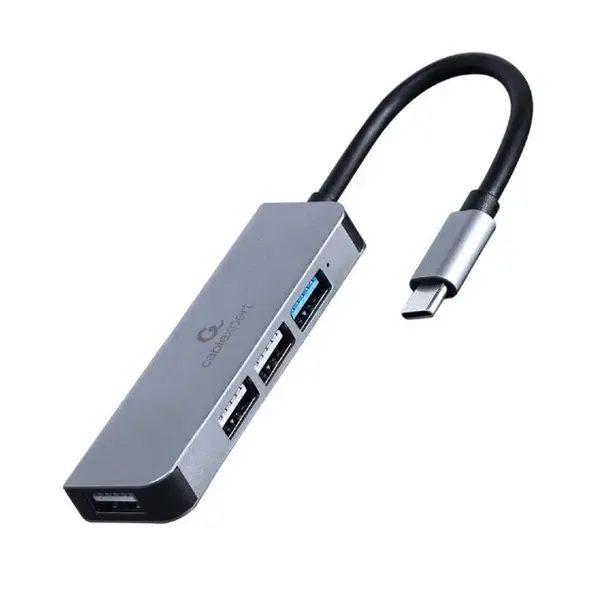 GEMBIRD HUB extern GEMBIRD, porturi USB: USB 3.1 x 1, USB 2.0 x 3, conectare prin USB Type-C, argintiu
