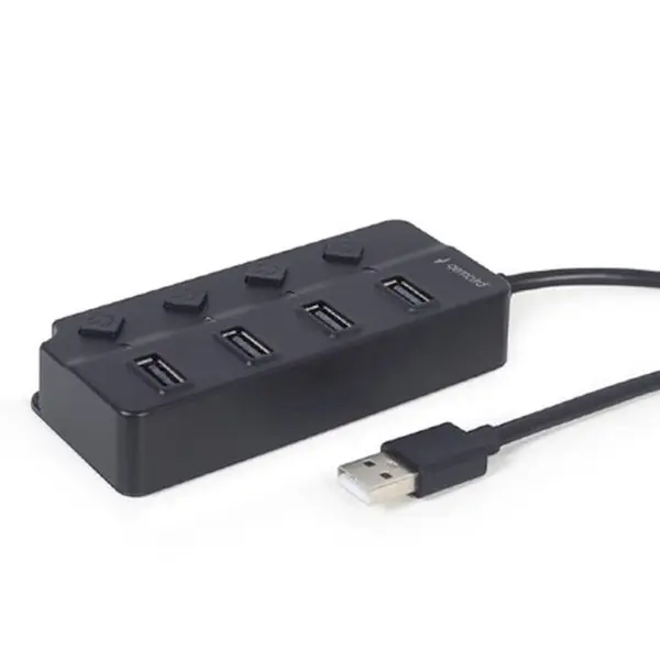 GEMBIRD HUB extern GEMBIRD, porturi USB: USB-A 2.0 x 4, conectare prin USB-A 2.0, cablu 0.80 m, negru