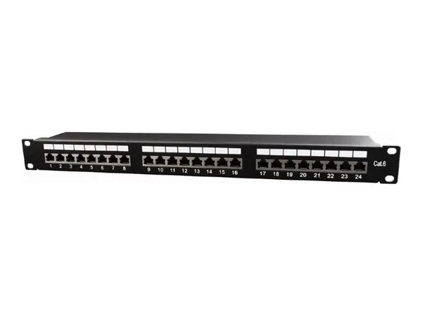 GEMBIRD NPP C624 002 - Patch Panel 24 Porturi, 1U, 19 , Cat.6 STP, cu Rear Cable Management, Negru
