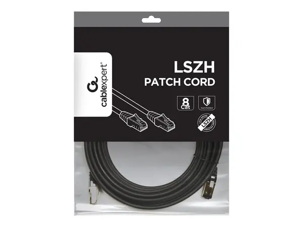 GEMBIRD PP8 LSZHCU BK 5M - Patch Cord S FTP Cat.8, 5m, LSZH, Cupru, Negru