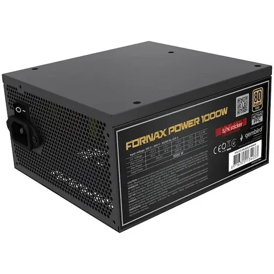 GEMBIRD Sursa alimentare Gembird Fornax Powe, 1000W, 80 Plus Gold, Active PFC, 20+4 Pin ATX