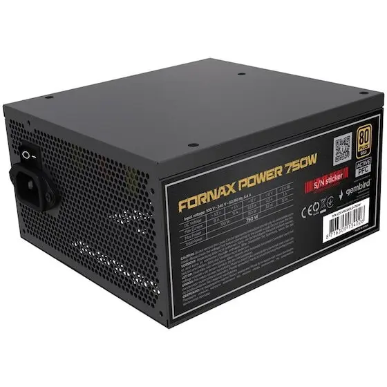 GEMBIRD Sursa alimentare Gembird Fornax Power, 750W, 80 Plus Gold, Active PFC, 20+4 Pin ATX
