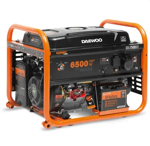 Generator Curent Electric DAEWOO GDA 7500DFE, 6.0kW, Monofazat, 15CP, Benzina/GPL (Negru/Portocaliu)