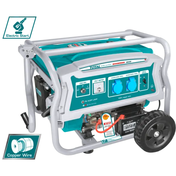 Generator de curent, TOTAL, benzina, 3500W , 7 CP, aprindere la cheie