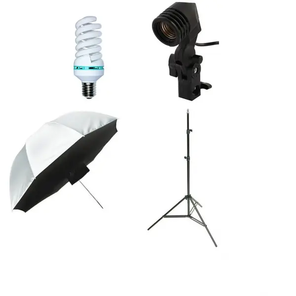 Generic Kit lumini videochat cu bec si umbrela tip softbox difuzie fata 92cm