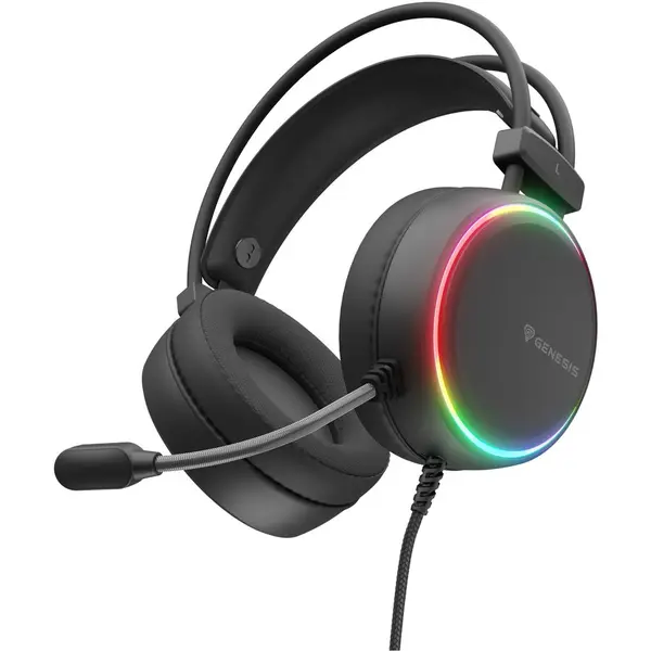 Genesis Casti gaming cu fir Genesis Neon 613 G2, sunet stereo, microfon, impendanta 32 Ohm, frecventa raspuns 20 - 20.000 Hz, lungime cablu 220cm, iluminare RGB, frecventa raspuns microfon 10 Hz - 10 KHz, sensibilitate -42dB, Negru