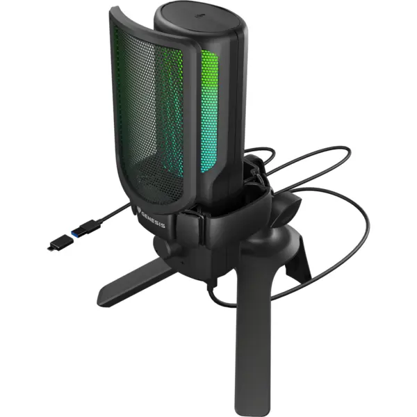 Genesis Microfon Genesis Radium 250, tip condensator, USB-C, trepied, lungime cablu 2 m, Negru