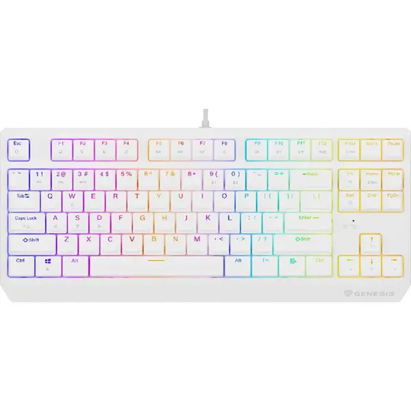 Genesis Tastatura mecanica cu fir pentru gaming Genesis Thor 230 TKL, RGB, Lungime cablu 1.6m, Switch Outemu Red, Alb