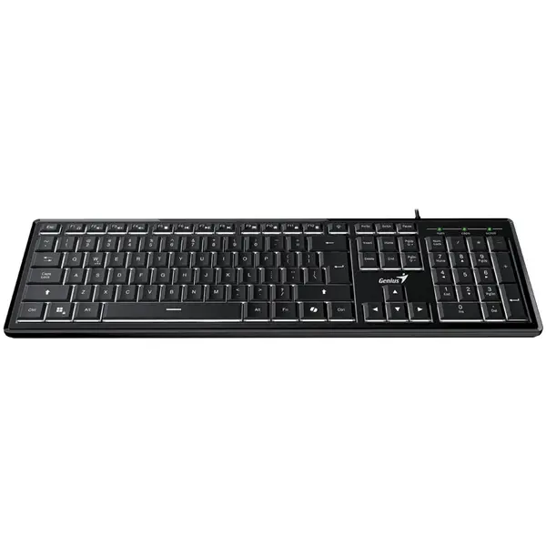genius Tastatura GENIUS, cu fir, USB, Multimedia, 104 taste + 12 taste multimedia, Negru, SlimStar 820 31310055400