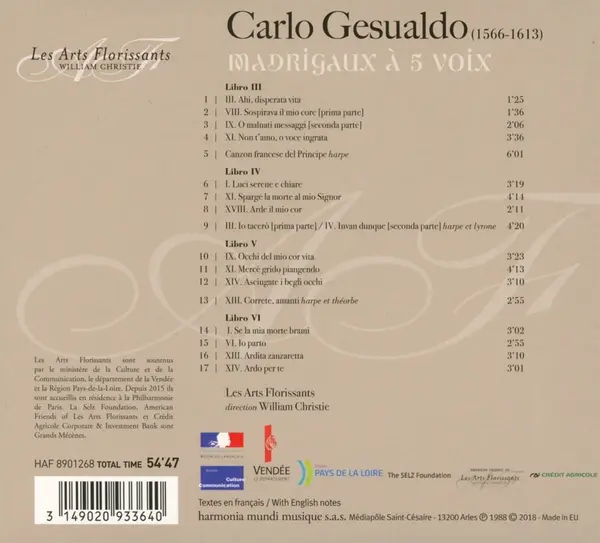 Gesualdo: Madrigals | Carlo Gesualdo, William Christie, Les Arts Florissants