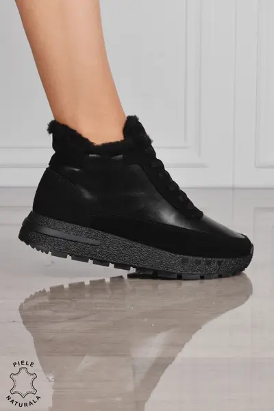 GHETE DAMA din PIELE Naturala Combinata cu Piele intoarsa CRL1523