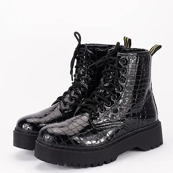Ghete negre cu imprimeu de reptila G-7695 118