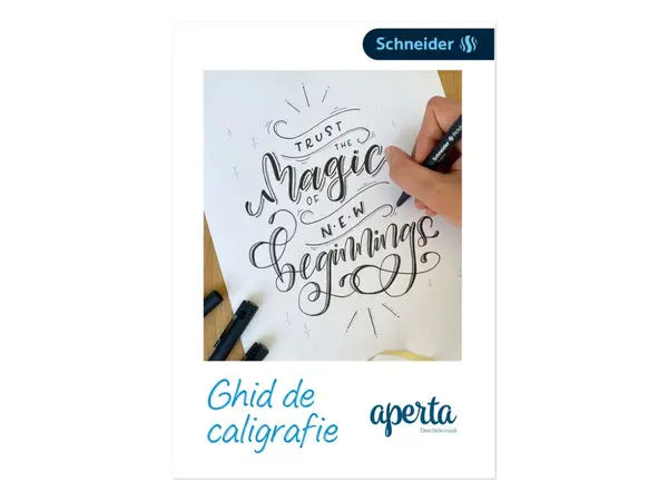 Ghid de caligrafie in limba romana, 33 pagini +1 liner Schneider cadou